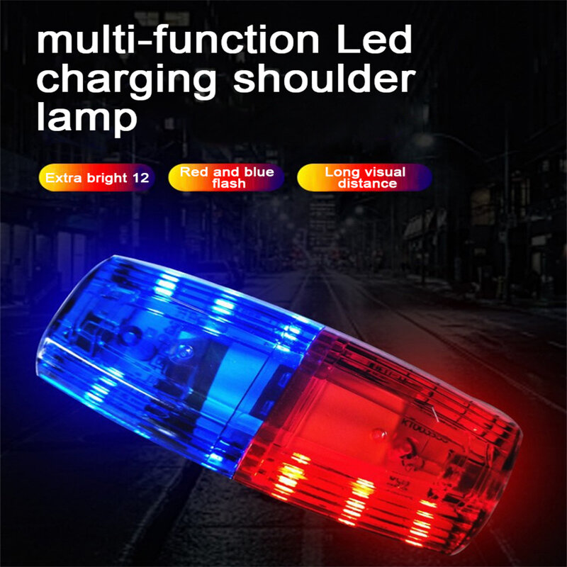 LED Red Blue Caution Emergency Warning Safety Lights  Flashing Shoulder Lamp USB Rechargeable Shoulder Warning Night Safety