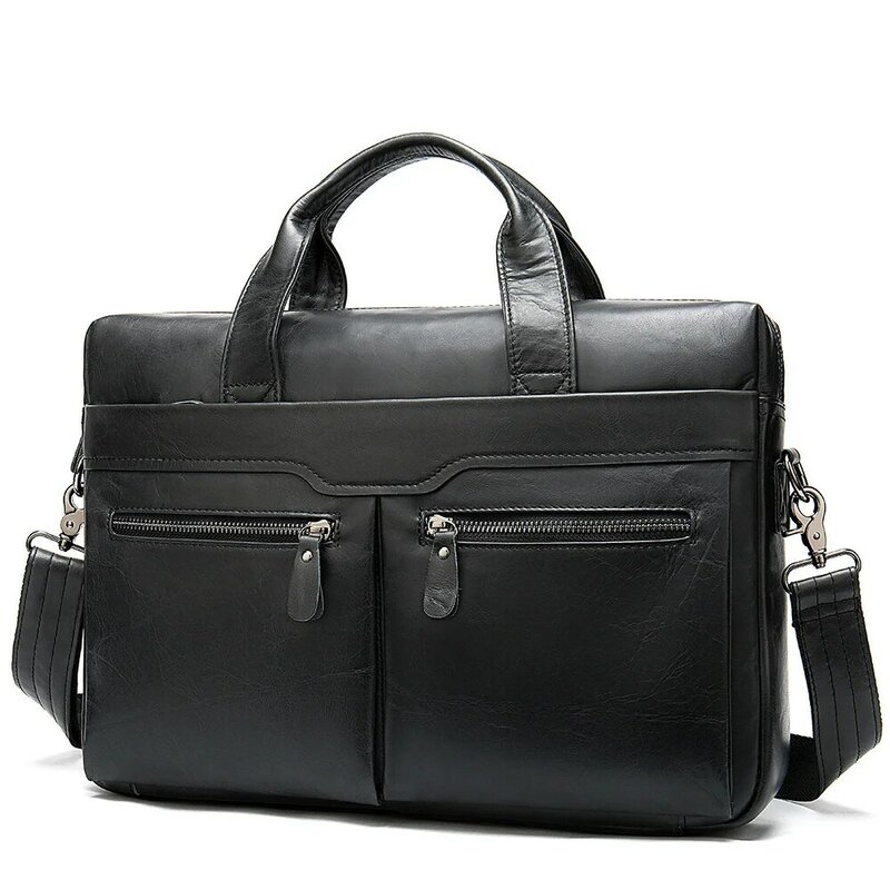 Мужская сумка из натуральной кожи, портфель для ноутбука 14 дюймов, деловой мессенджер для документов