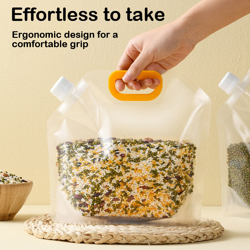 Tas penyimpanan biji-bijian portabel, kantung penyimpan gandum transparan portabel dapat didaur ulang, tahan serangga dan kelembaban