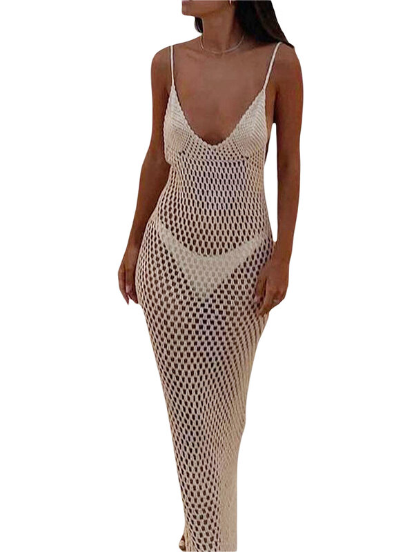 Женские вязаные пляжные накидки, вязаное крючком платье с вырезом на спине для бикини, купальный костюм, летняя одежда