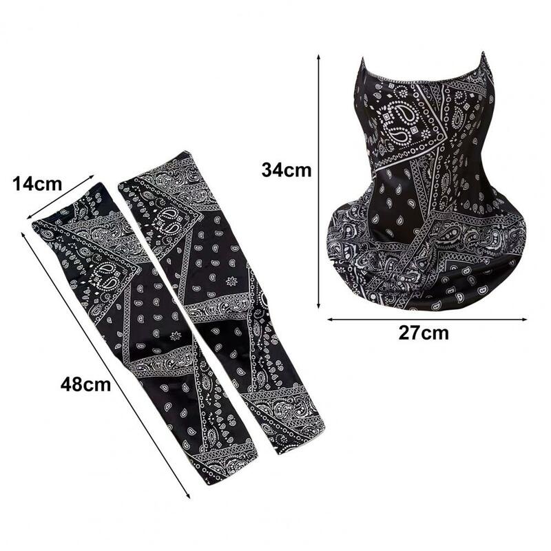 Summer Printing Face Guard Ice Silk Sun Protection Sleeves Ear-Hanging Anti-UV Elastic Neck Cover Quick-Drying Arm Cover