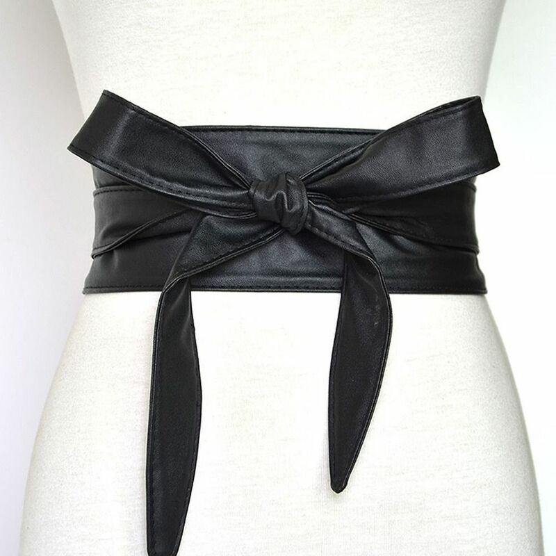 Cintura con lacci da donna cinture con fiocco in pelle PU moda più lunghe fascette con cinturino in vita con fiocco decorazione per abiti da donna