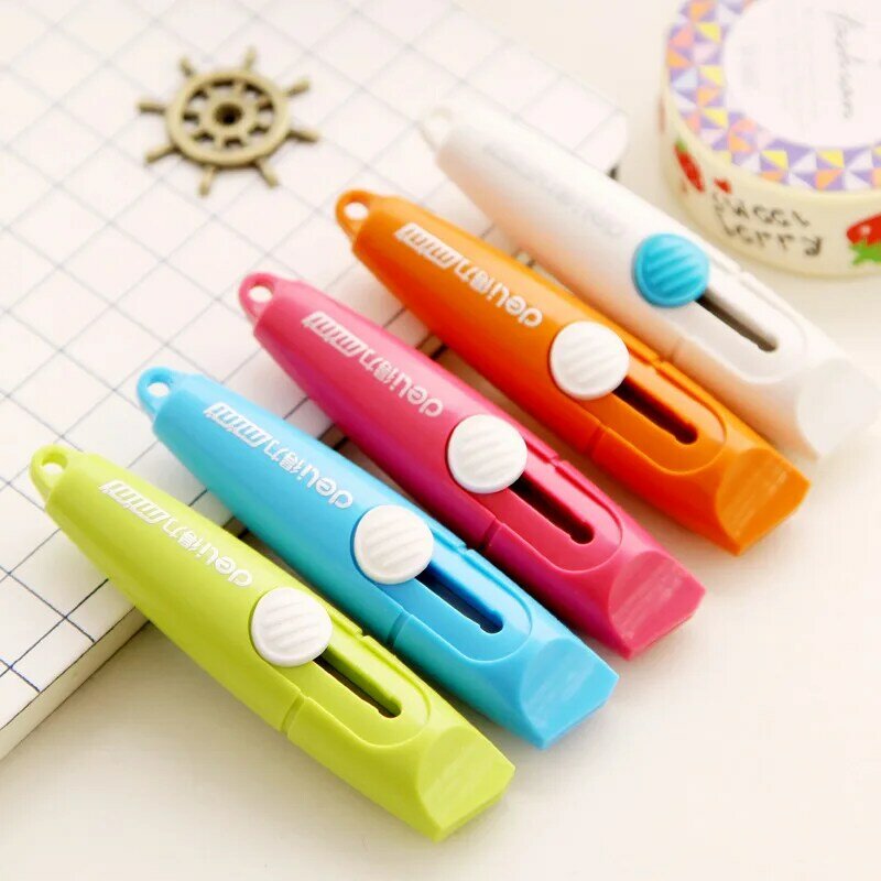 Mini couteau utilitaire mignon Kawaii, papier peint couleur bonbon, coupe-boîte photo, couteau d'art, fournitures de bureau, outils de connaissance, 1 pièce