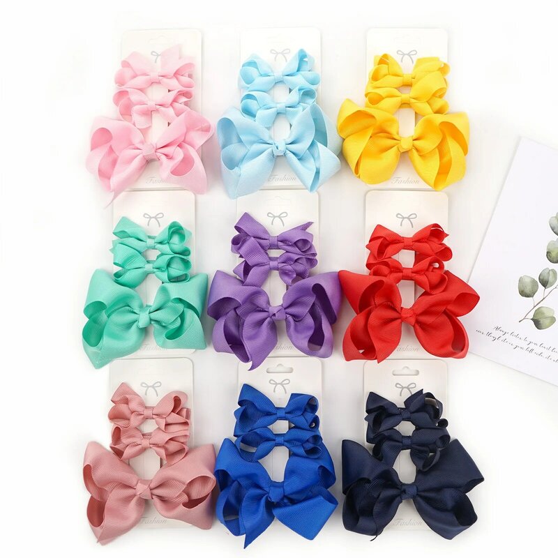 4 Inch Baby Girls Classical Ribbon Bows Hair Clips Sets 12pcs Knotbow Hairclips Kids HairGrips Kids Hair Accessories