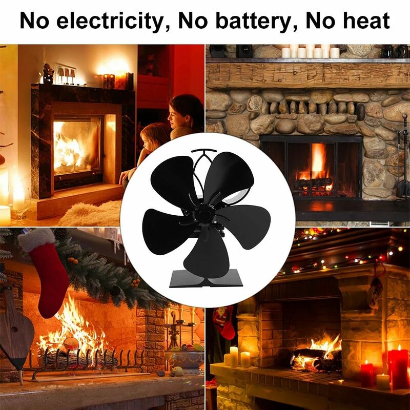 Eco ventilador para lareira, calor alimentado, fogão a lenha, queimador de madeira, calor de poupança de energia, 5 lâminas