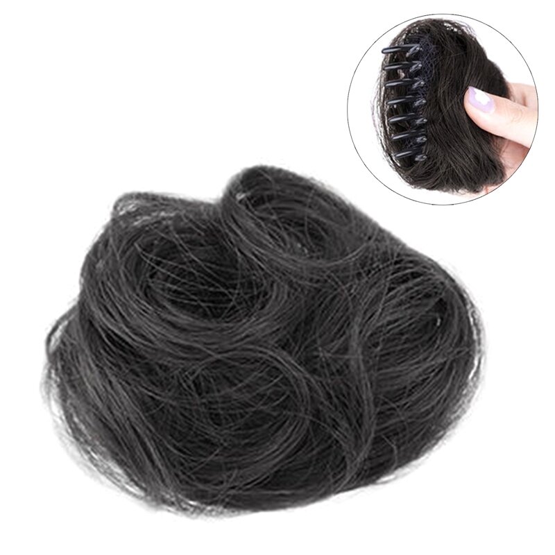 Synthetic Claw Clip Hair Extention Hair Bun Meatball Head Hair Accessories Messy Straight Clip-in Donut Bun