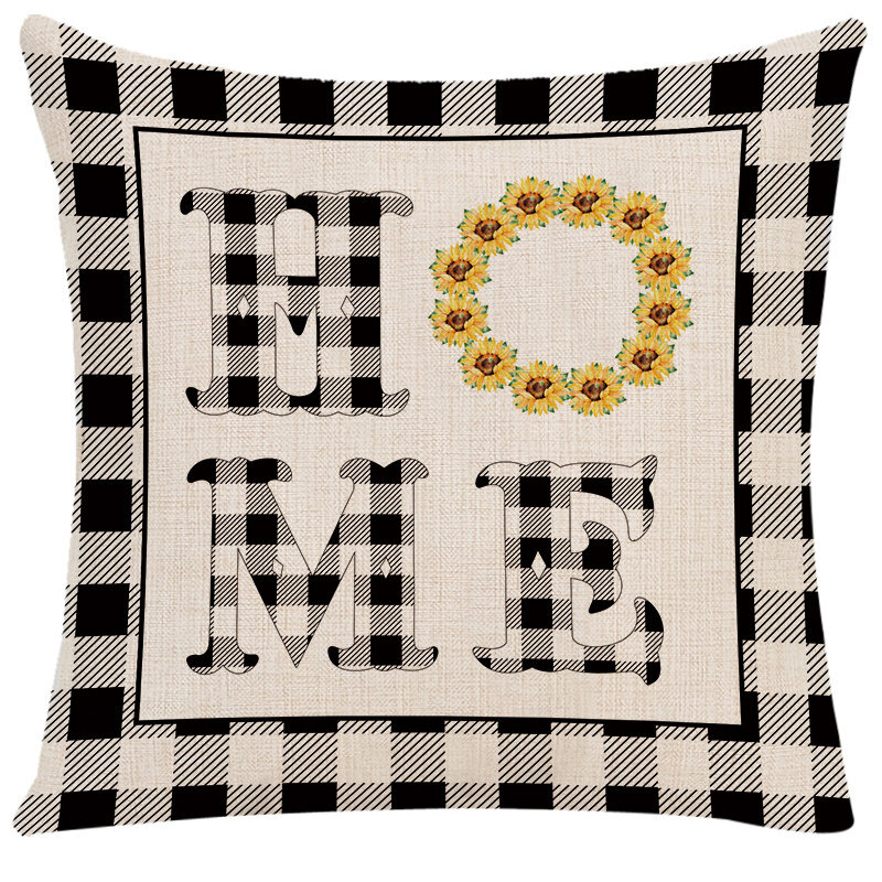 Funda de almohada con estampado de girasol, cubierta de cojín de lino para sofá, decoración del hogar, otoño, Acción de Gracias