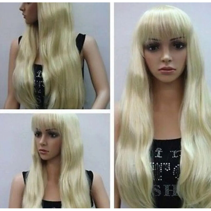 WISH WBY Wholesale price Hot Sell TSC ^ ^ 2015 Fashion Women's Pale Blonde Long Straight Hair Full Wig Hivision