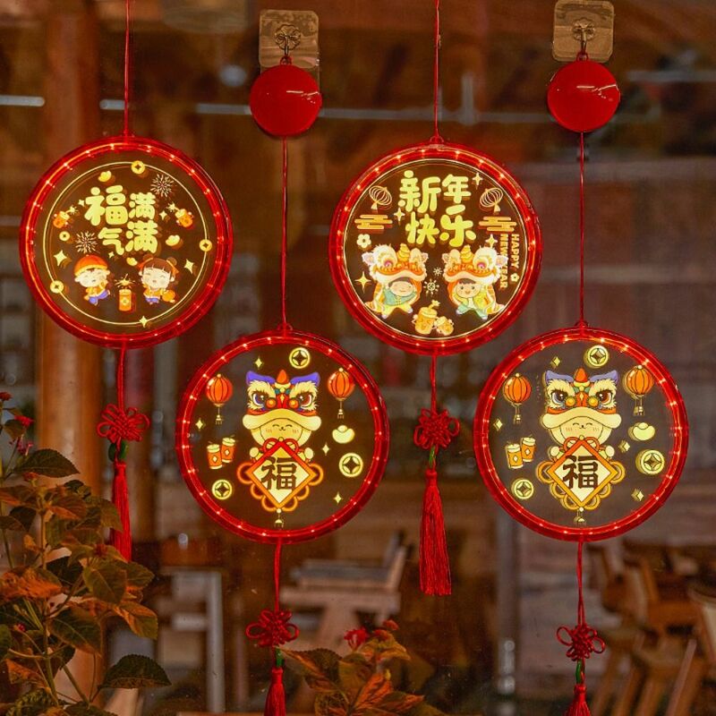 Dragon Year Decorative Lights New Year LED Glowing Fuzi Lantern Spring Festival 3D Sucker Hanging Lantern New Year Colorful Lamp