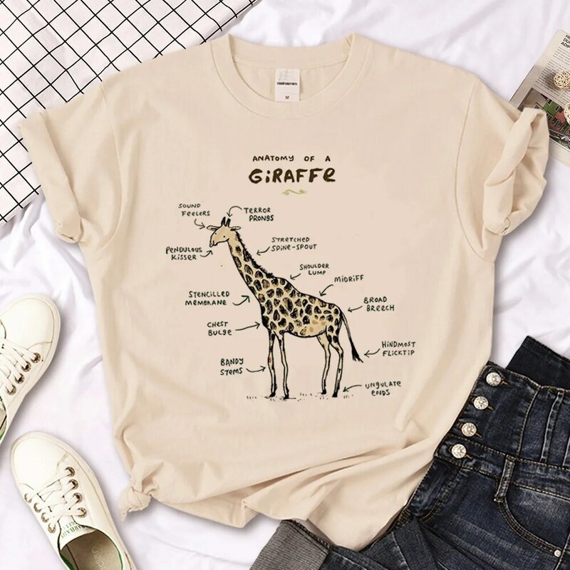 Camiseta de jirafa para mujer, camisetas de cómic para mujer, ropa de calle de los años 2000, ropa de manga
