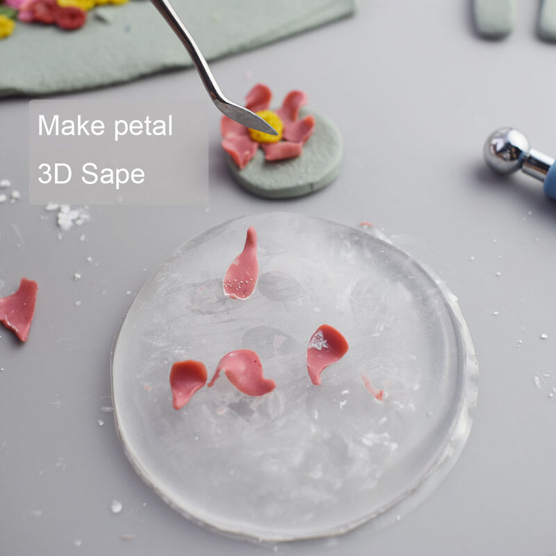 3D Tiny Polymer Clay, Flower Petal Make, Silicone Mat Designer, DIY Clay Brinco Jóias, Textura Floral Emboss Impress Tool