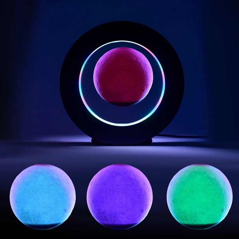Luna a levitazione magnetica con luna galleggiante a LED che cambia colore per la decorazione dell'ufficio della camera da letto di casa Gadget da scrivania regalo di compleanno uomo bambini