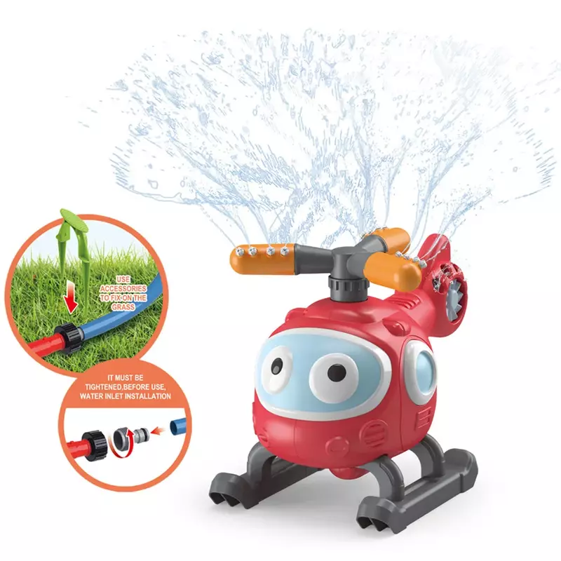 Outdoor Water Spray Rotary Sprinkling Flowers With Baseball Helicopter Toy Water Spray Sprinkler Children's Splashing Toy