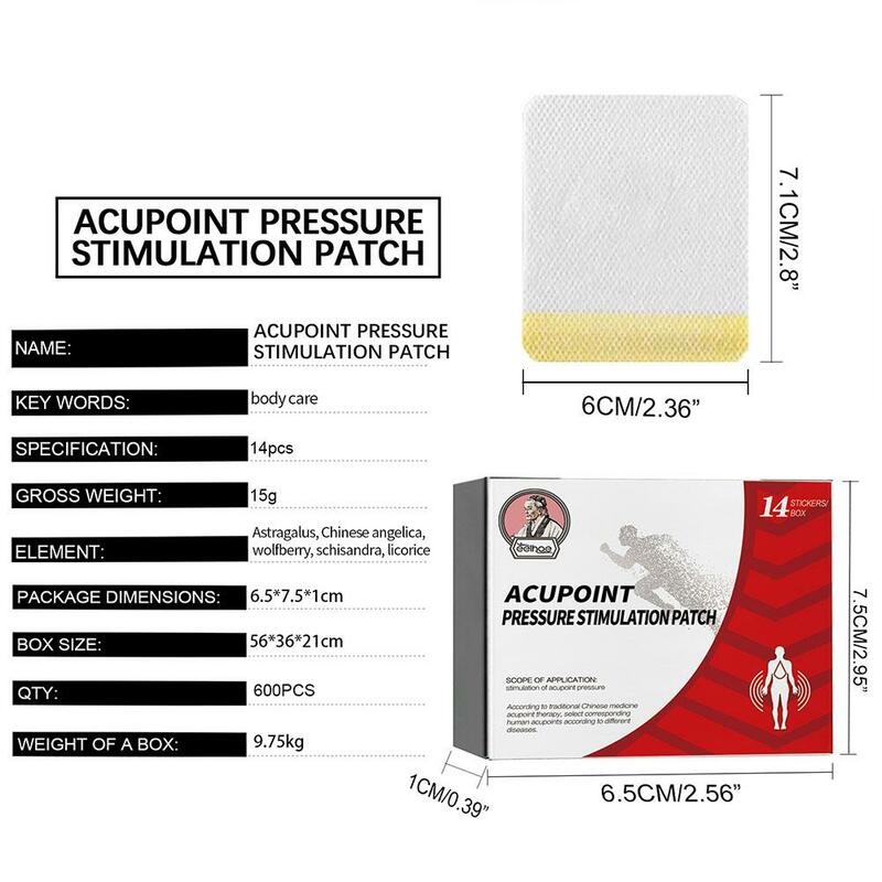 14Pcs Acupoint Pressure Stimulation Patch Body Acupoint Sticker Abdomen and Feet Treatment Improve Blood Circulation Patches