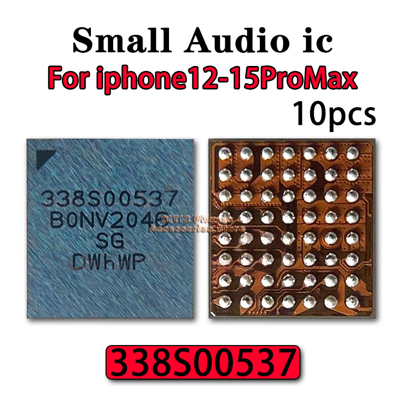 Chip grande de tom de anel de áudio IC, iPhone 11, 12, 13 Mini, 14 Plus, 15 Pro Max, 338S00509, 338S00739, 338S00537, 338S00411, Original, 10pcs