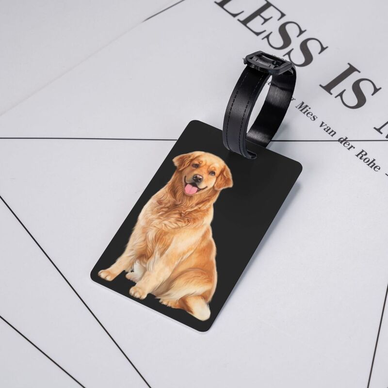 Etiqueta de identificación de equipaje de perro Golden Retriever personalizada para maleta de viaje, cubierta de privacidad