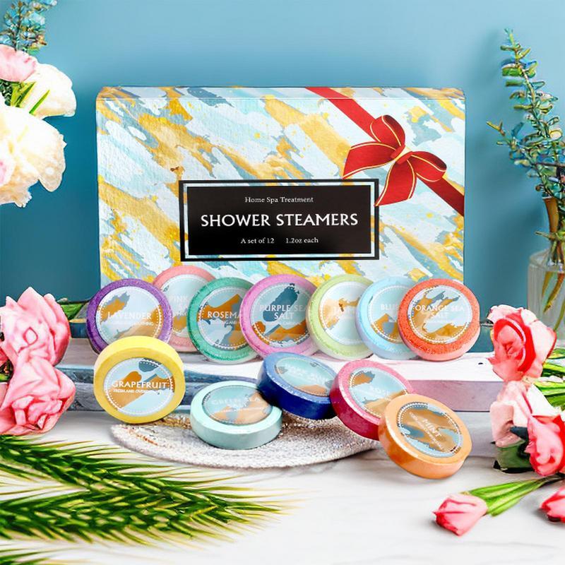 Shower Steamers Aromatherapy 12pcs Shower Melts 1.23oz Plant Extract Deep Clean Gentle Soothing Shower Steamers Natural Spa
