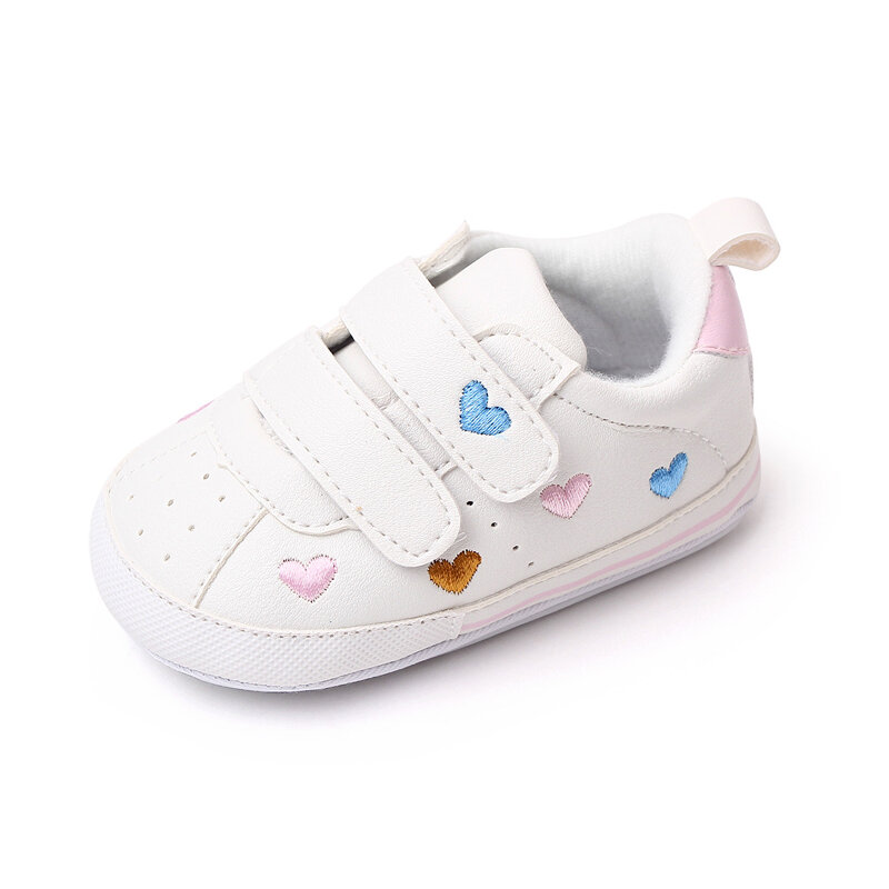Baby Sneaker PU Leather Heart/Star Non-slip Flats First Walking Shoes for Girls Boys