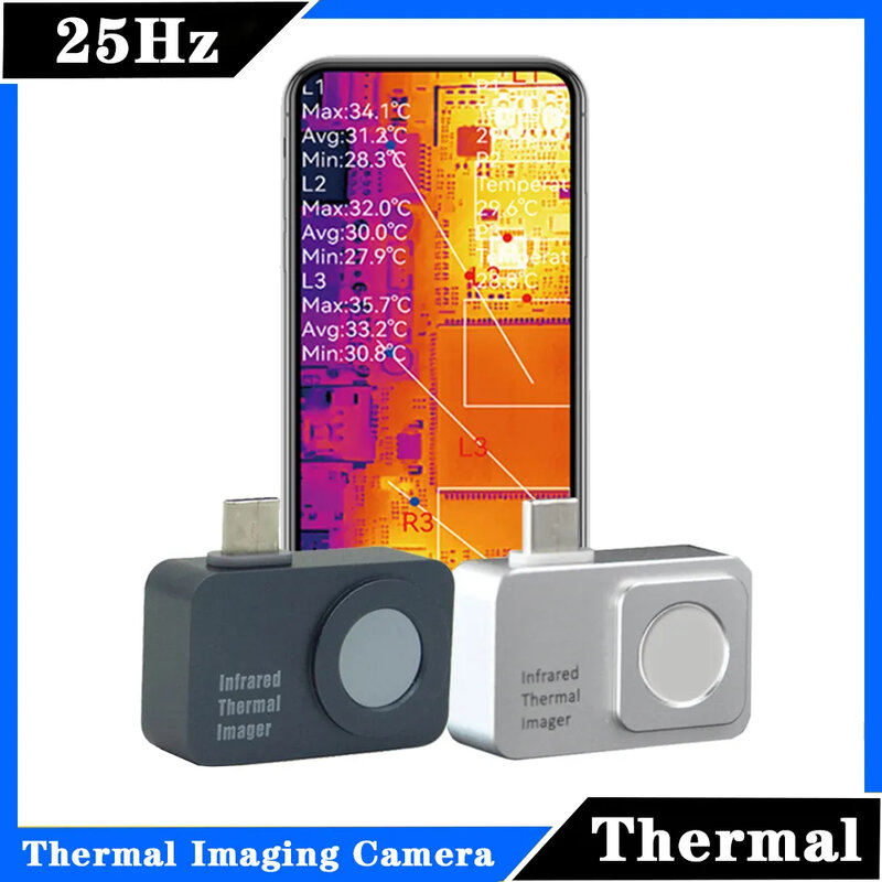 Caméra d'imagerie thermique pour téléphone portable, vision nocturne 25Hz, Android, USB C, infrarouge, détection de maintenance