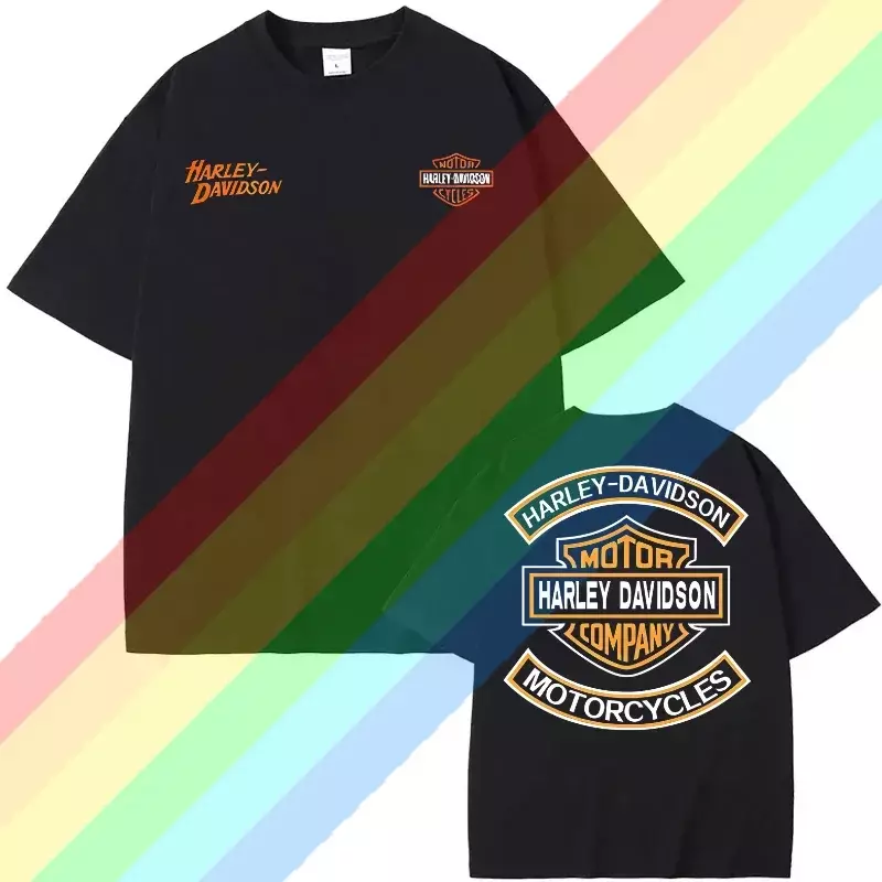 2024 bawełniana koszulka z okrągłym dekoltem Casual Vintage koszulka Harleys graficzne ponadgabarytowe topy sportowe oddychająca wygodna odzież uliczna S-3XL