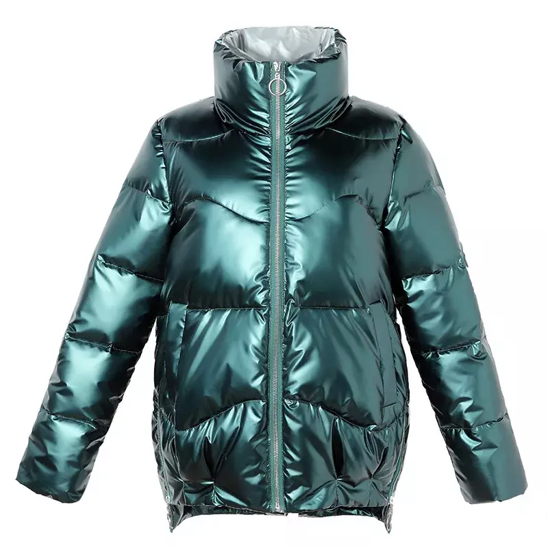 Parka de plumón para mujer, abrigo de pan, chaqueta gruesa cálida, abrigos brillantes, ropa de calle, moda de invierno, 2021