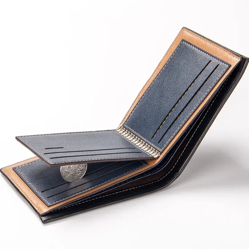 Carteira de couro dos homens do vintage marca luxo curto fino masculino bolsas dinheiro clip cartão de crédito dólar preço portomonee carteria