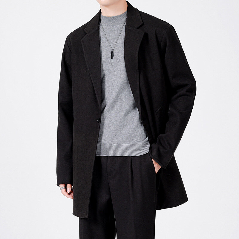 MRMT 2024 новый мужской свободный модный красивый маленький костюм в Корейском стиле куртка Толстая шерстяная ткань костюм повседневный костюм мужская куртка