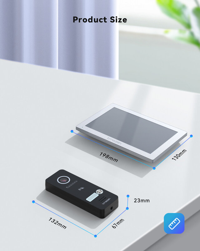 TMEZON 비디오 초인종 인터콤 시스템, 1080P 유선 문짝 카메라, 투야 앱 RFID 및 모니터, 잠금 해제 터치 스크린, 7 인치, 4 와이어, 1080P