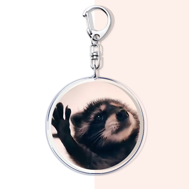 Cute Dancing pedon Raccoon Meme portachiavi in acrilico anello per accessori borsa ciondolo portachiavi animale Llavero gioielli fan regali
