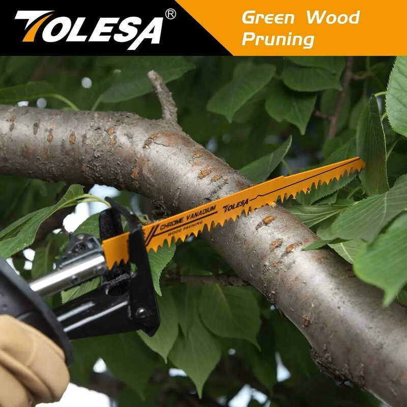 TOLESA 10PCS Reciprocating Bi-metal Saw Blades for Wood Pruning PVC Cutting Heavy Metal Cutting Metal Tube Sheet for Window Door