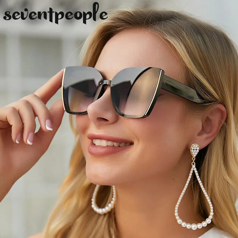 Occhiali da sole oversize Cat Eye donna 2022 Luxury Brand Fashion occhiali da sole quadrati con montatura grande per uomo occhiali Cateye alla moda retrò