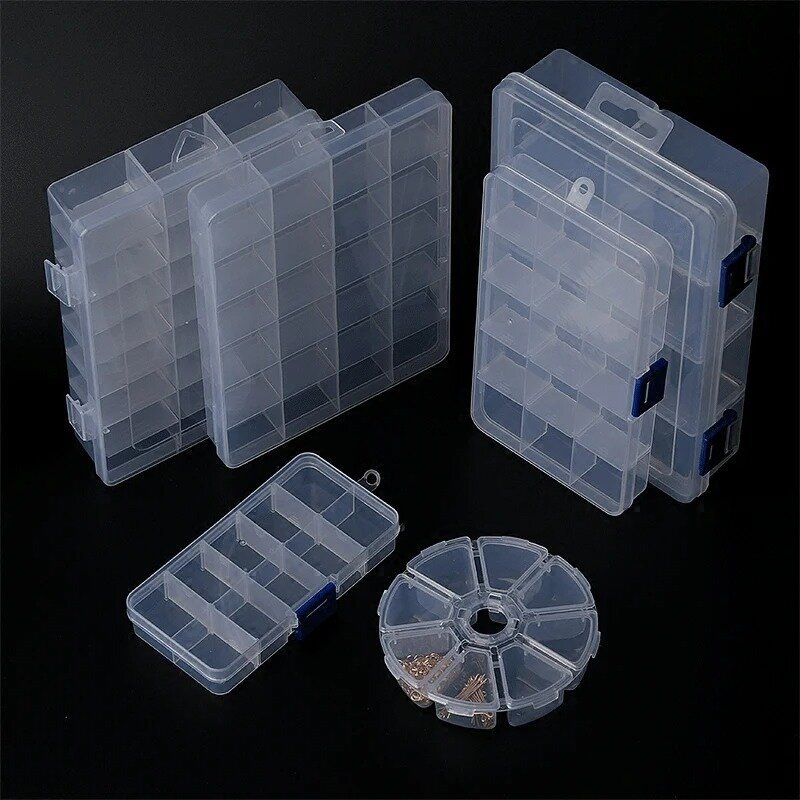 투명 플라스틱 보관 보석 상자 칸막이, 조절 가능한 컨테이너 보관 상자, 비즈 링 귀걸이 정리함 케이스, 8 가지 스타일