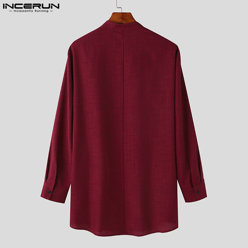 Incerun-男性用エスニックプリントシャツ,長袖のカジュアルなストリートウェア,スリムなスタイル,新しいコレクションS-5XL, 2023
