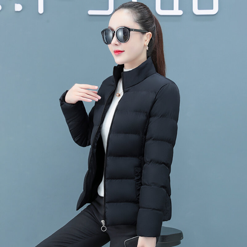 女性のための多用途の広い綿ジャケット,厚い,暖かい,韓国の秋と冬,スタンドカラー,綿のコート,新しいコレクション2022