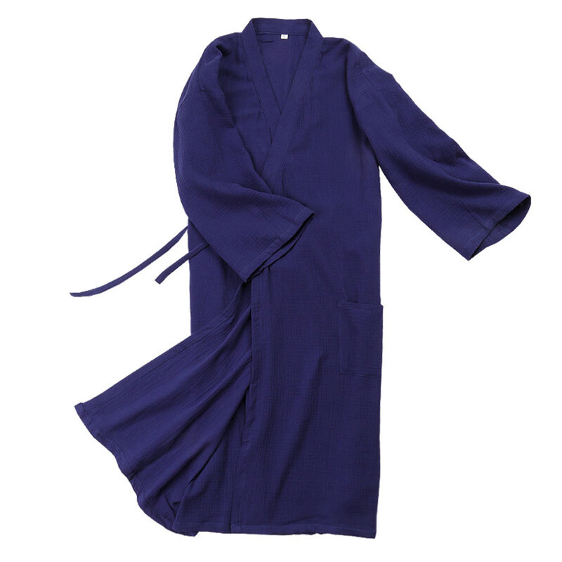 Robe longue kimono en coton pour hommes, vêtements de nuit, peignoir confortable, robe de maison, pyjama traditionnel japonais, été