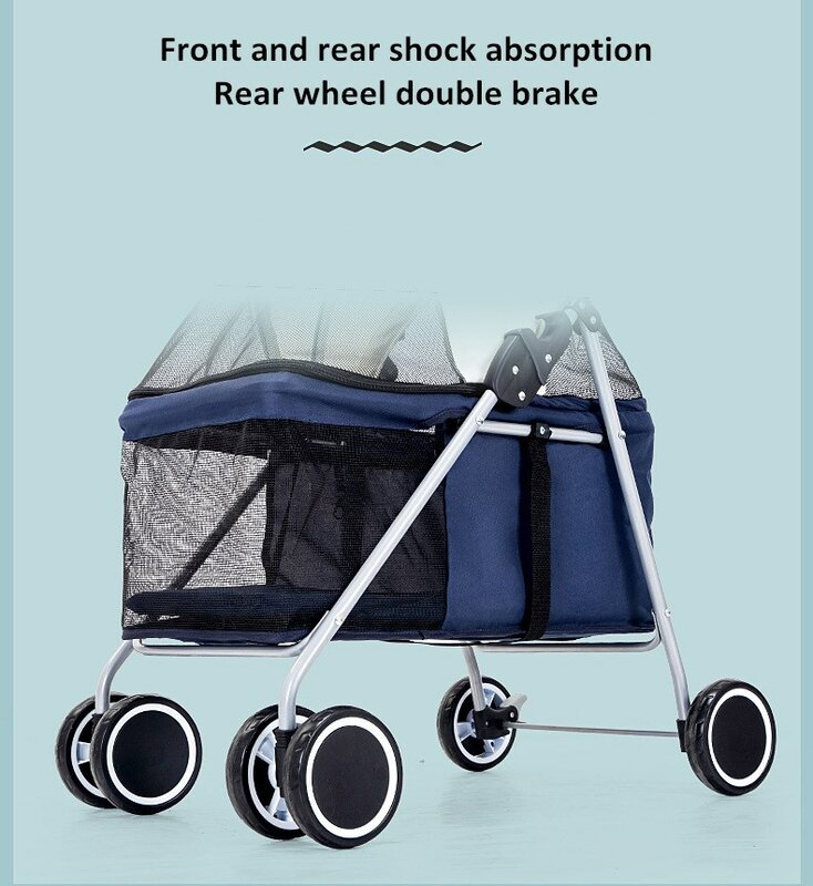 Прогулочная коляска для домашних животных, съемная складная сумка для переноски собак, на колесах