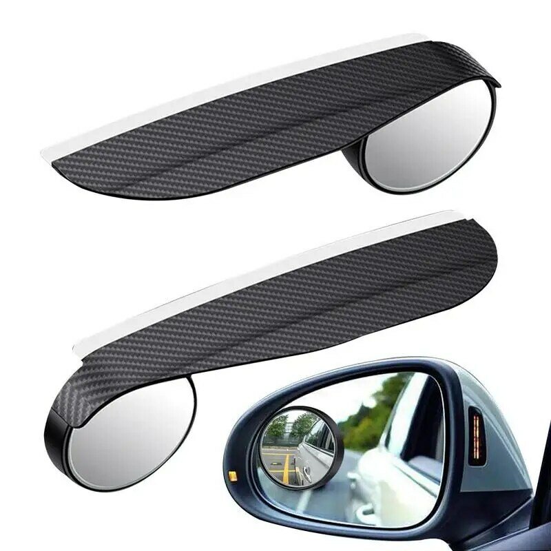 Blindspot กระจกมองหลังสำหรับรถยนต์กรอบกลมนูนมุมกว้างมองหลังแบบใสกระจกมองหลังรถยนต์กระจกมองหลังฝนคิ้วปรับได้