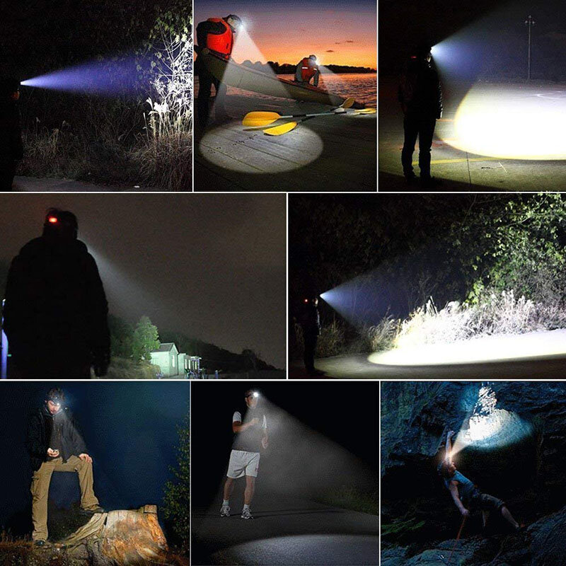 Sạc Cao Lumens Đèn LED Đèn Pha Đèn Pin Chống Nước 4 Chế Độ Chiếu Sáng Sử Dụng Câu Cá Cắm Trại Đêm Đi Xe Đạp