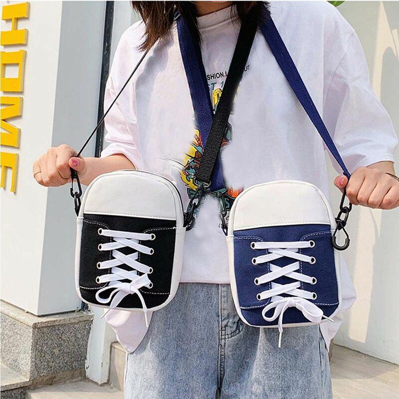 Bolso pequeño de lona con forma de zapatos para mujer, bandolera de estilo coreano con personalidad, a la moda