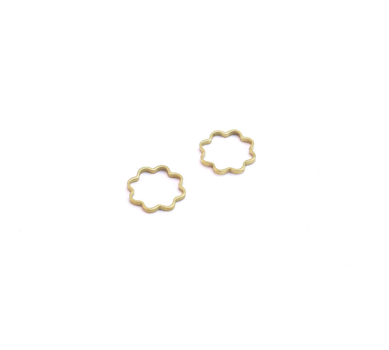 حلقات مستديرة مموجة من النحاس الأصفر لصنع المجوهرات ، النحاس الأصفر ، إطار زهرة ، نتائج طين البوليمر ، R2132 ، سحر ، 10x1mm