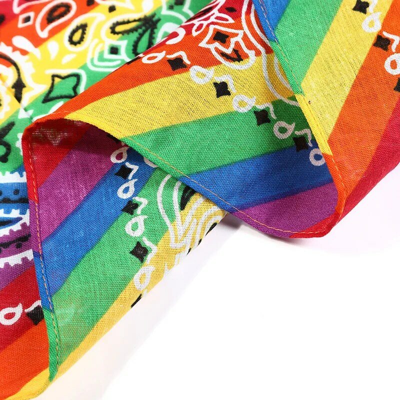Квадратный шарф унисекс, радужная бандана, гей-прайд, ЛГБТ, хлопковая повязка на голову, носовой платок, браслет в стиле хип-хоп, галстук на шею