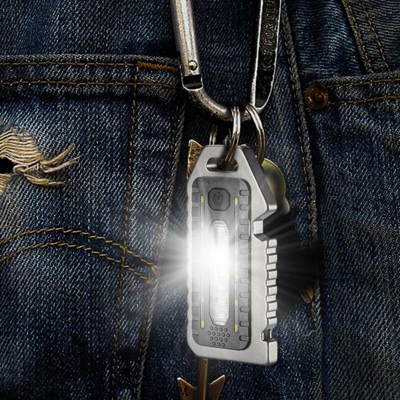 USB 충전 LED 숄더 클립 라이트, 미니 키 체인 손전등, 방수 자전거 경고 램프, 테일 라이트 조절 가능