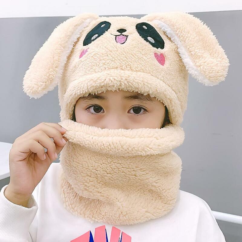 Kids Hat Cute Rabbit Ears Toddlers Hat Keep Warm Winter Hat Integrated Winter Thermal Girls Neck Warmer Cap For Outdoor