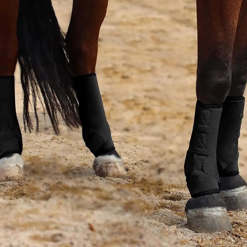 4x sepatu bot kuda Pelindung kaki pendukung dapat diatur pelindung kaki profesional pelindung kaki untuk melompat pelatihan aksesoris penunggang kuda