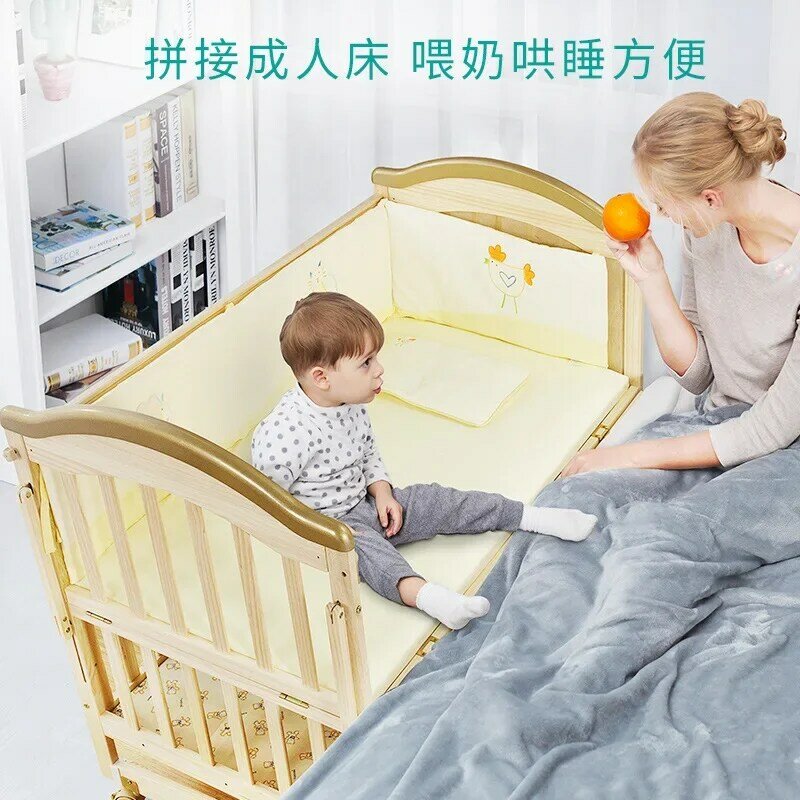 단단한 나무 래커 프리 다기능 유아용 요람, 신생아용 유럽 유아용 침대 조립에 사용 가능