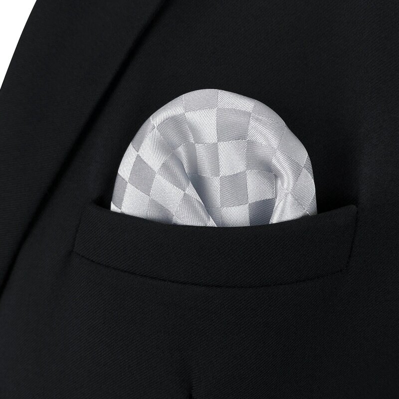 New Blue Striped Mens Pocket Square Polka Dots Classic Silk Purple Checkered Hanky Business Fashion Handkerchief Wedding