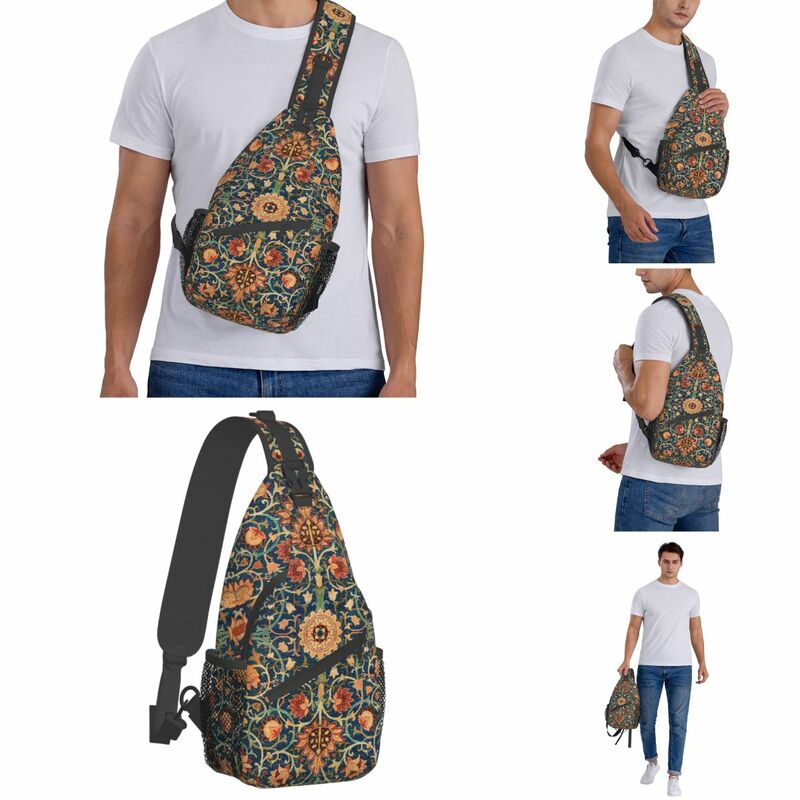 Holland Park William Morris Crossbody Sling Bags Casual Chest Bag Floral Art Shoulder Backpack Daypack Hiking Travel Biking Pack