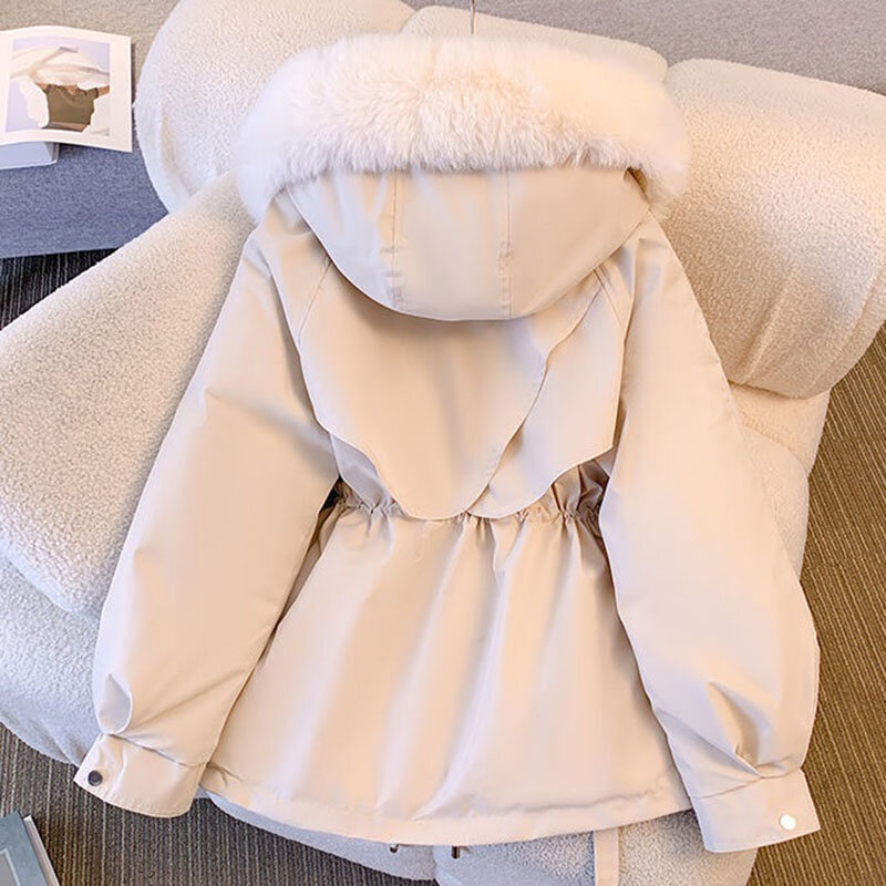 5XL płaszcz zimowy damski bawełniany krótki płaszcz nowy jesienno-zimowy puchowy płaszcz modny w stylu Casual, na zamek błyskawiczny lekkie parki damskie