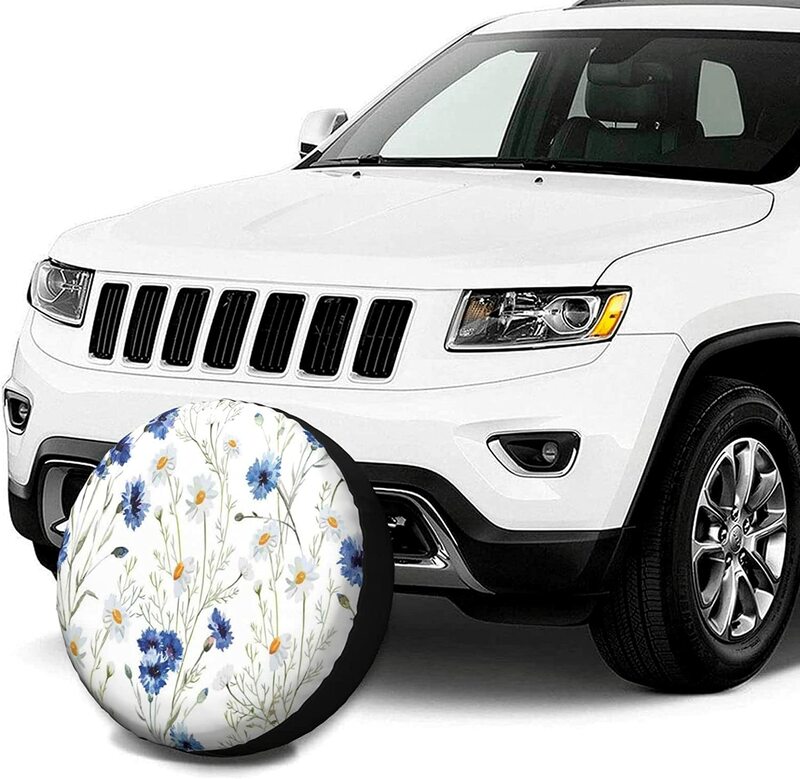 Spare Tire Cover Universal Tires Cover Wildflowers and Cornflowers Daisies Car Tire Cover Wheel Protector Weatherproof a