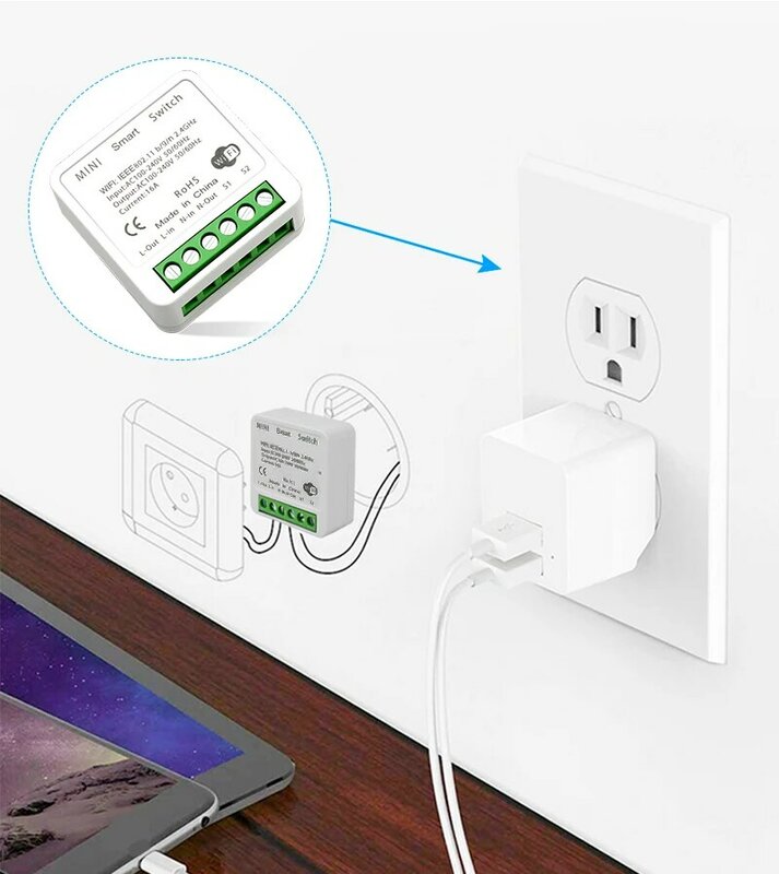 16A Tuya Ewelink Zigbee WIFI Mini Smart Light Switch DIY 2 Way Remote Control Breaker with Alexa Alice Google Home Smart Life